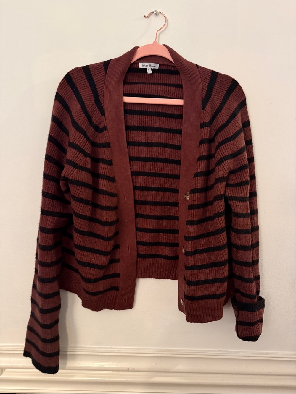 Striped Open Cardigan Sweater in Brown and Black